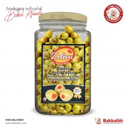 Zeliva Kırmızı Biber Dolgulu Yeşil Zeytin 400 G