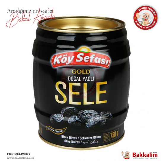 Köy Sefası Gold Yağlı Sele Siyah Zeytin 750 Gr