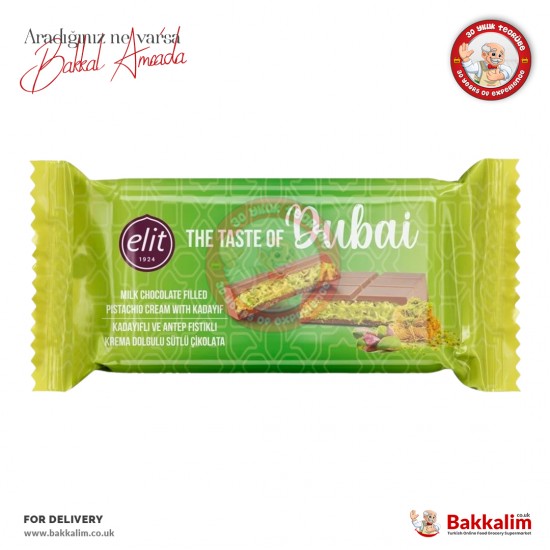 Elit Dubai Chocolate Crunchy Kadaif With Pistachio Filling Milk Chocolate Bar 90 G