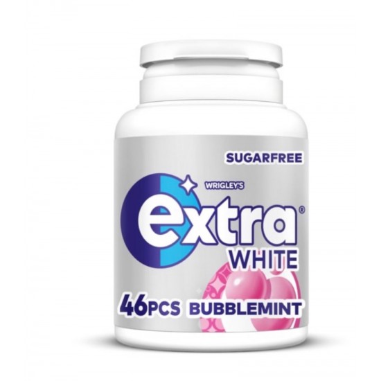 Extra White Bubblemint Sugarfree Chewing Gum Bottle 46 Pieces