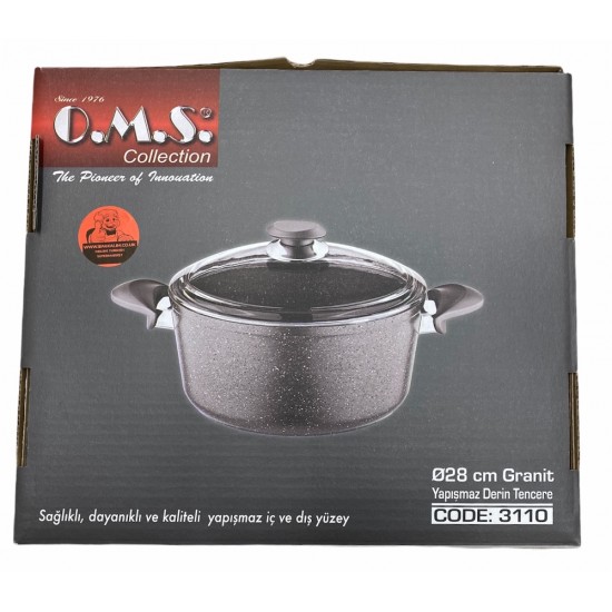 Oms Grey Non-Stick Granite Casserole 28cmx13cm - TIKLA GELSİN UK - £33.99