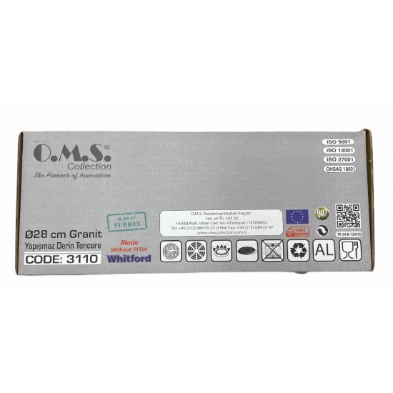 Oms Grey Non-Stick Granite Casserole 28cmx13cm - TIKLA GELSİN UK - £33.99