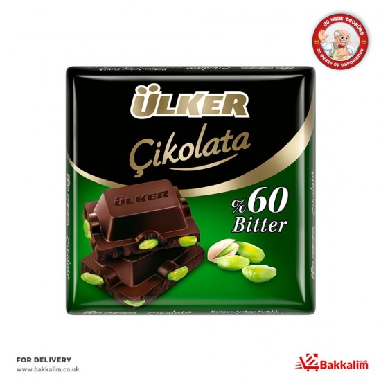 Ulker 65 Gr  60 Bitter Dark Chocolate With Pistachio - TIKLA GELSİN UK - £2.69