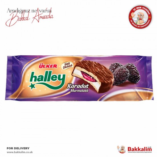 Ulker Halley Chocolate Coated Blackberry And Sandwich Biscuits With Marshmallow - TIKLA GELSİN UK - £1.79